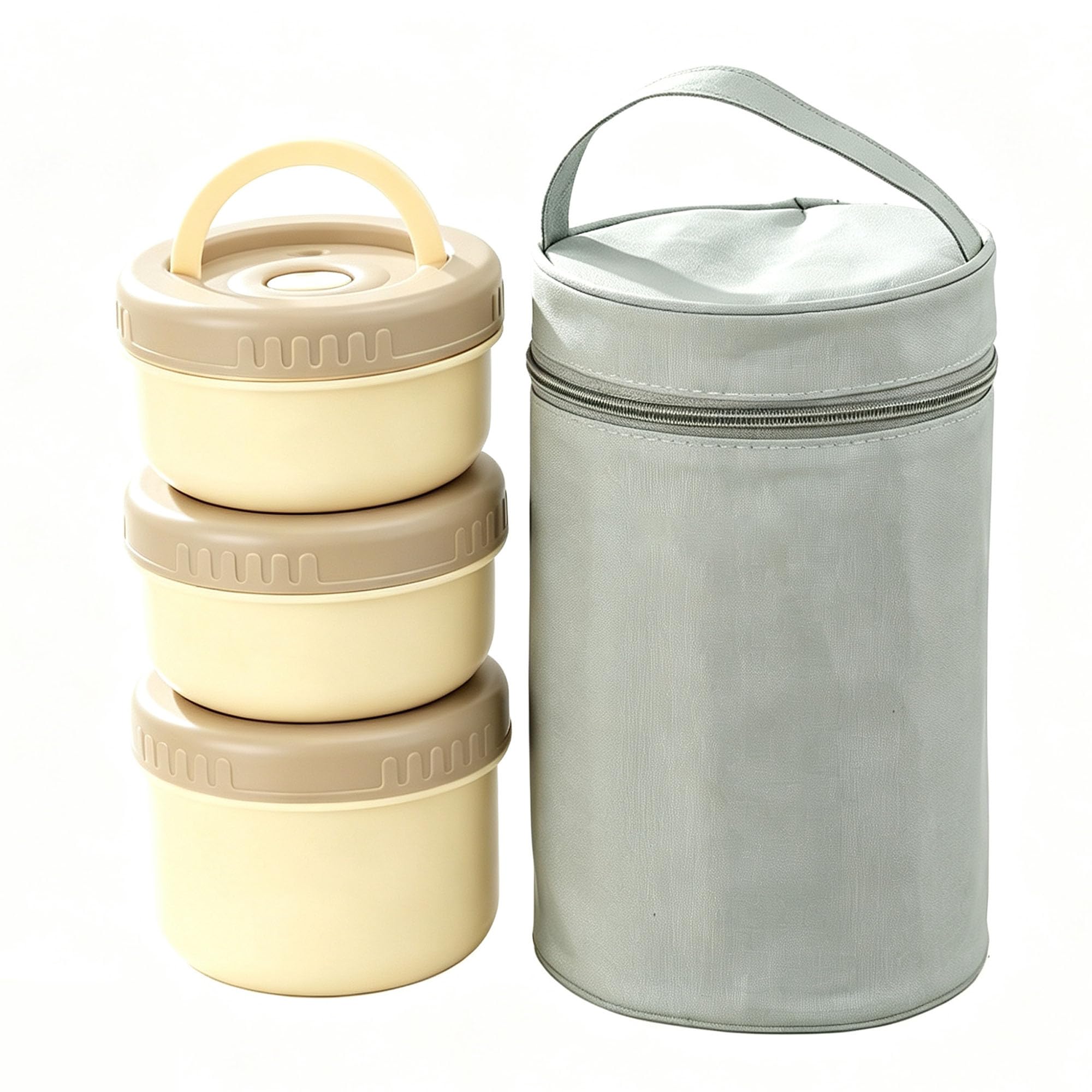 Boîte à Bentos Thermique, Boîte à DéJeuner en Céramique, Récipient à Déjeuner Isolé Portable avec Sac à DéJeuner Pour Repas Ou En-Cas Travail, École, Voyage, Micro-Ondes,Yellow-3 pieces