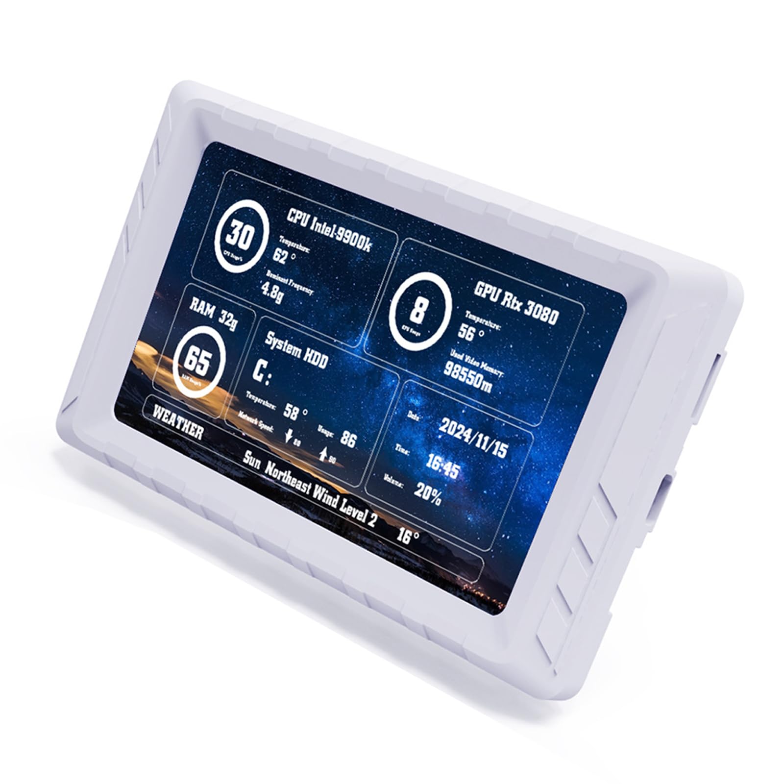 Écran LCD extrêmement transportable à cinq écrans avec une résolution de 854 x 480, affichage détaillé pour une utilisation audiovisuelle, mise en évidence d ' un arrière-plan dynamique, observation