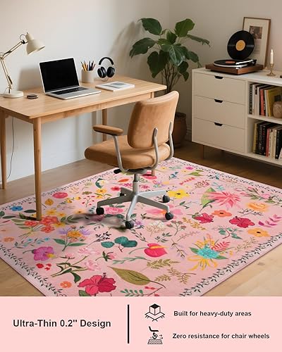 Miniatura 2 de Alfombra bohemia lavable de 4 x 6 pulgadas, antideslizante, con pelo bajo, para sala de estar, dormitorio, oficina, sala de juegos, entrada, cocina,