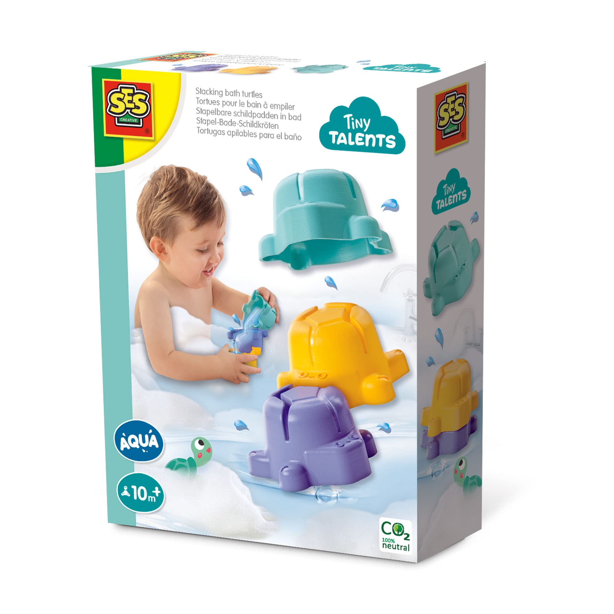 SES Creative 13058 Stacking Bath Turtles - Turtles in Three Bright, Modern Colours; The Turtles Work as a Funnel; Age 10m+