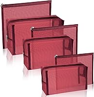 Vista 12 de 6 bolsas de maquillaje de malla, bolsa de cosméticos de malla, portátil, organizador de viaje, bolsa con cremallera, bolsas de maquillaje