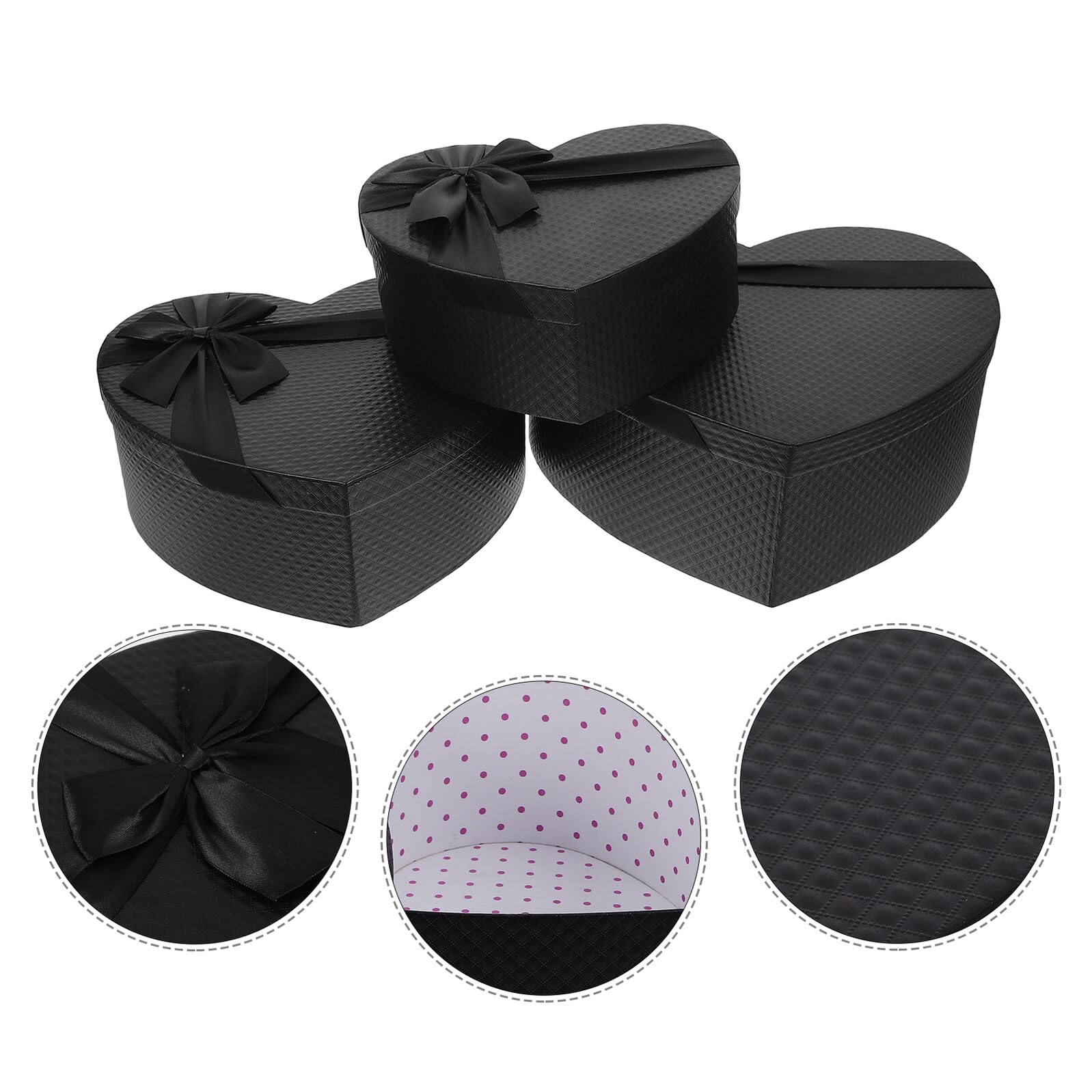 Garneck 3 Stück Herzförmige Geschenkboxen Valentinsherz Kasten aus Stabilem Karton in Schwarz Leere Pralinen und Blumenschachteln für Valentinstag Geburtstag und Besondere Anlässe