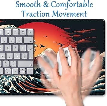 ProbTis Anime Masa Paspası, Japon Oyun Mouse Pad Büyük, XL Havalı Klavye Fare Altlığı, Oyun için Kanagawa Büyük Dalga Fare Altlığı, Ev Ofis için Büyük Genişletilmiş Masa Koruyucu, 80 cm x 30 cm