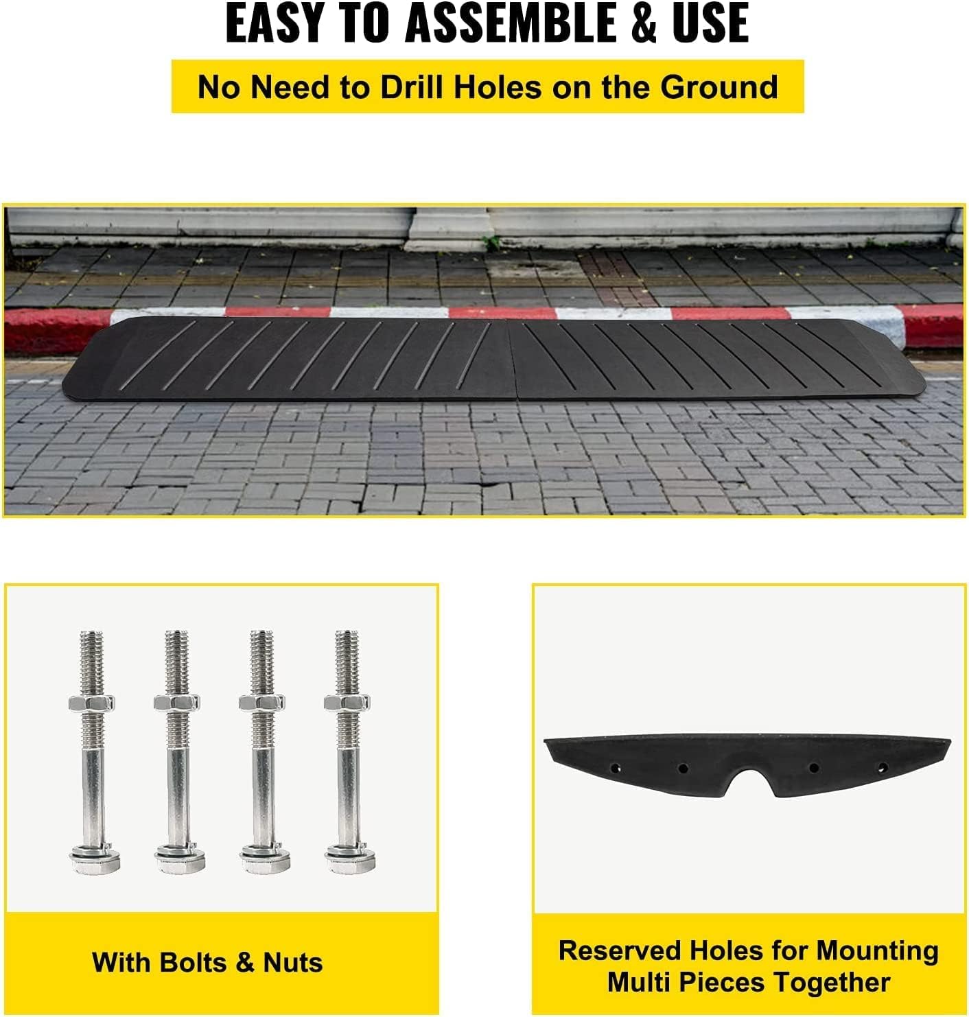 VEVOR Curb Ramp for Driveway, 2 Pack Heavy Duty 33069 lbs Weight