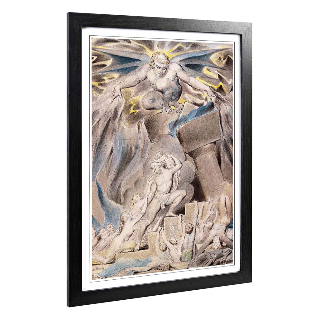 Big Box Art Framed Print of William Blake Overwhelmed by Satan Design | Wall Art Picture | Home Decor for Kitchen, Living Room, Bedroom, Hallway, Black, A2 / 24.5x18 Inch / 62x45cm