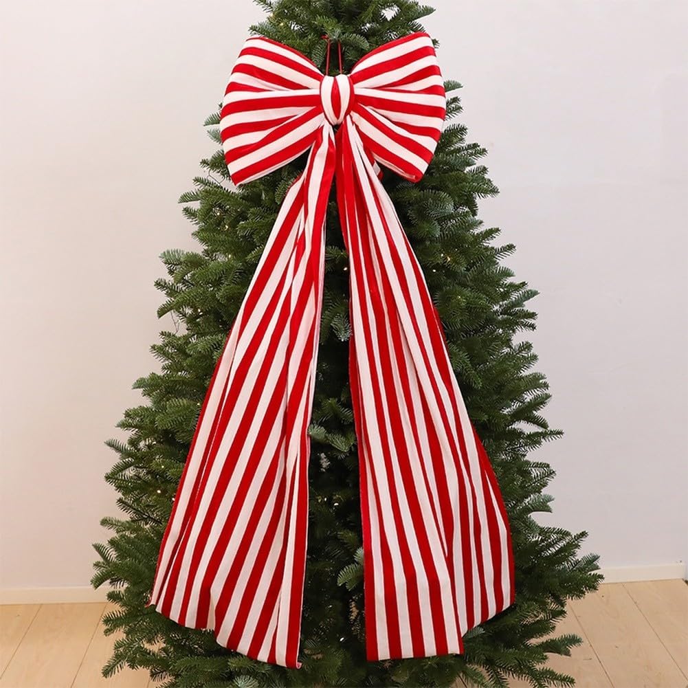 Rot-Weiß karierte Christbaumschleife 40x110cm für deko Rot-Weiß(80 * 210cm)