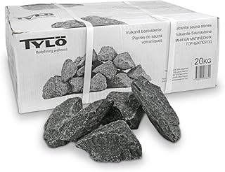 Tylö Saunasteine Diabas gewaschen 20 kg - Original Markenqualität Made in Sweden - Körnung 50-120 mm - Ca. 60 Natur-Saunasteine - Staubfrei für Saunaöfen