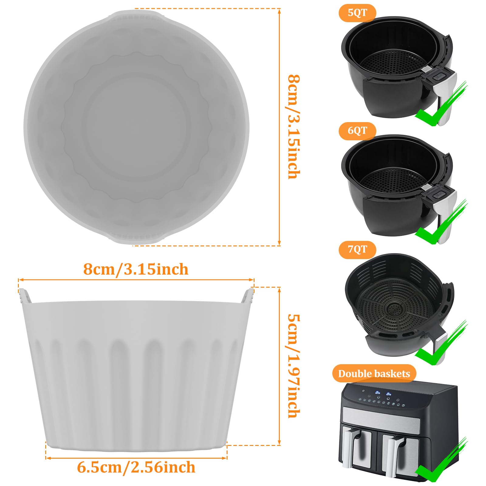 FALESOUL 9Pcs Air Fryer Egg Mold, 3.1x3.1in Non Stick Silicone Ramekins for Air Fryer, Reusable Air Fryer Egg Poacher Egg Bites Molds Maker Egg Pan BPA Free for Oven Microwave