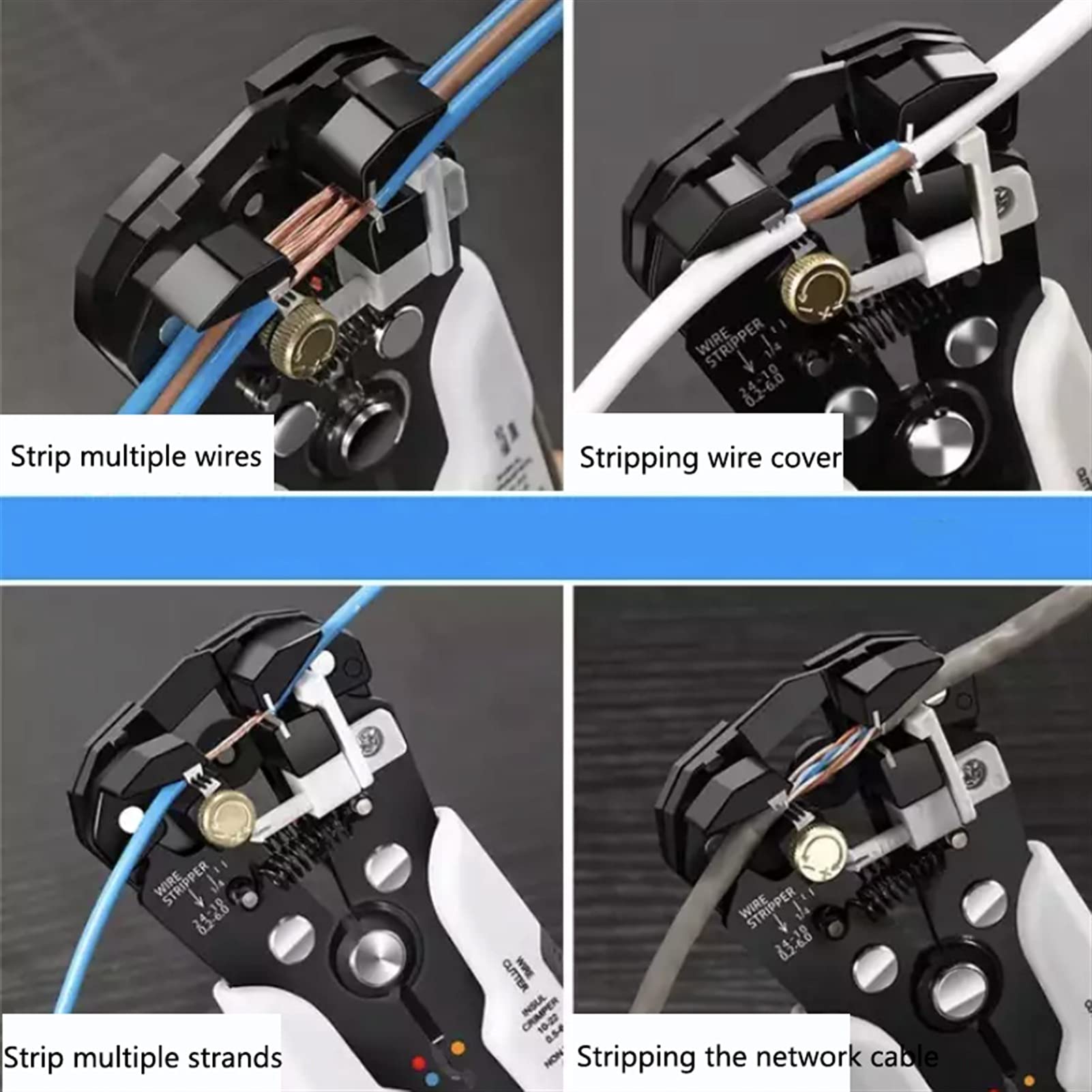 Pelacables/cortador/engarzadora Terminales de stripper Stripper automáticos Alicates de Crimp Cutter Cutter Herramientas multifuncionales de alta precisión Herramientas de mano conjuntos Para pelar ca