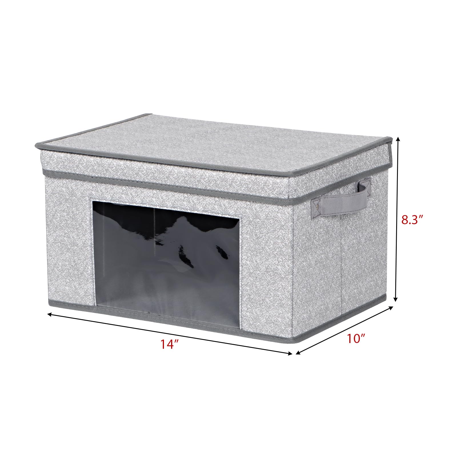 Univivi Faltbare Aufbewahrungskörbe aus Stoff mit Deckel, faltbare Aufbewahrungsboxen für Zuhause, Schrank, Spielzimmer, 35,6 x 25,4 x 21,6 cm (Grau, 4er-Pack)