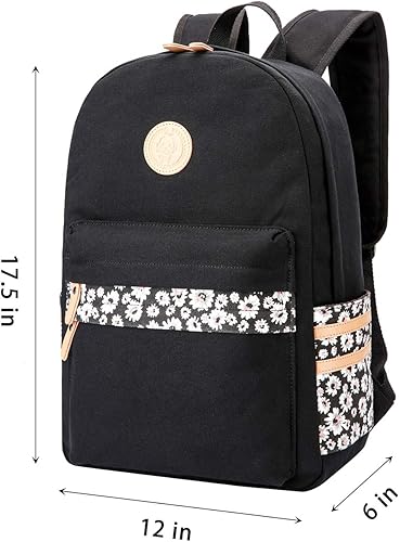 Vista 2 de Mygreen - Mochila de tela ligera estilo casual, mochila de viaje, Negro, Flor Portátil de 15 Pulgadas), A1306BK