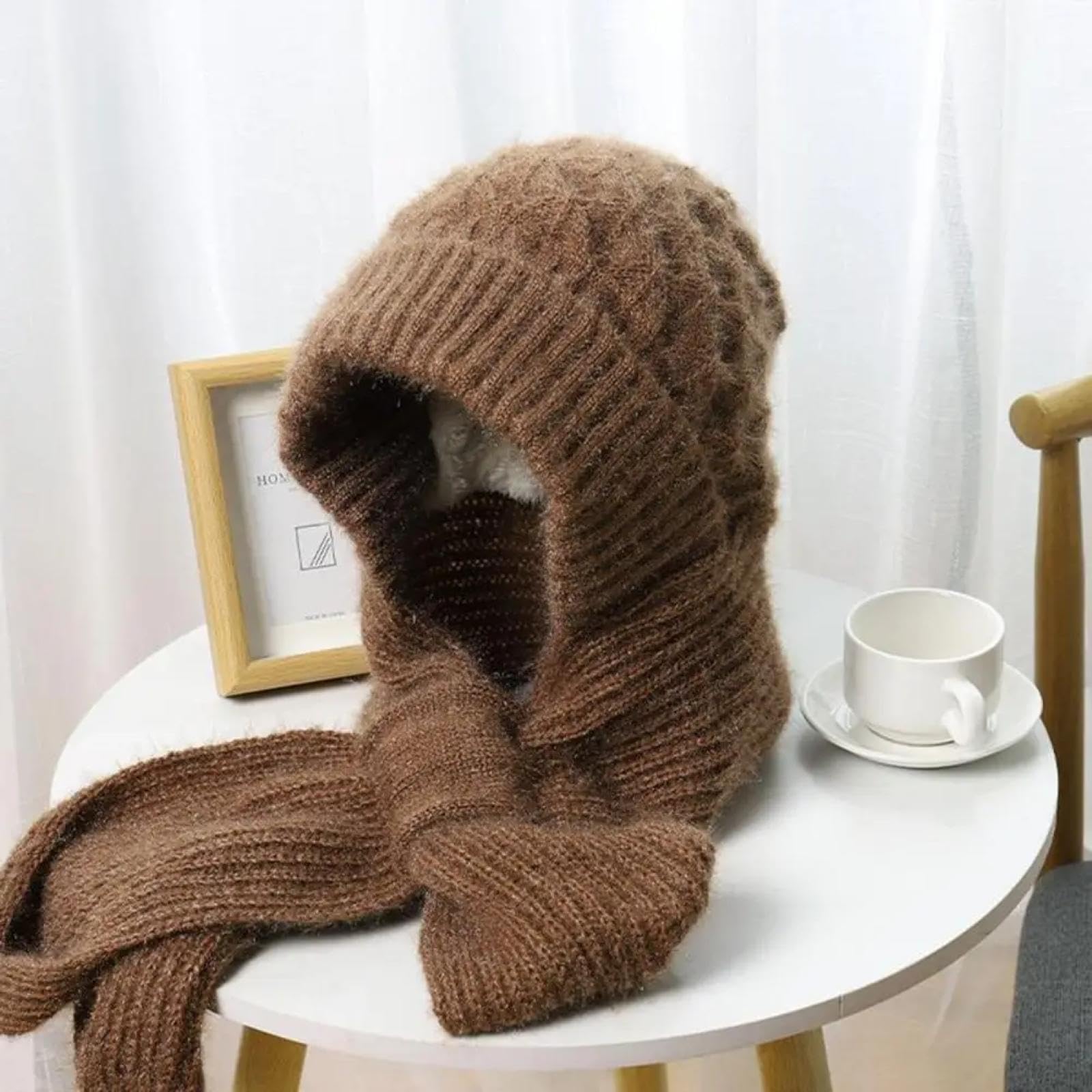 Schals Damen Tücher Halstuch Scarf Gestrickter, Superweicher, Verdickter, Winddichter Beanie-Schal