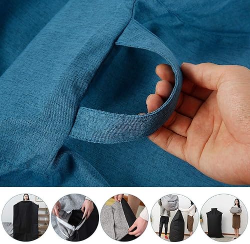 Miniatura 9 de Funda de sofá para silla tipo puf, sin relleno, tumbona perezosa, respaldo alto, grande, puf, con tres bolsillos laterales para adultos y niños