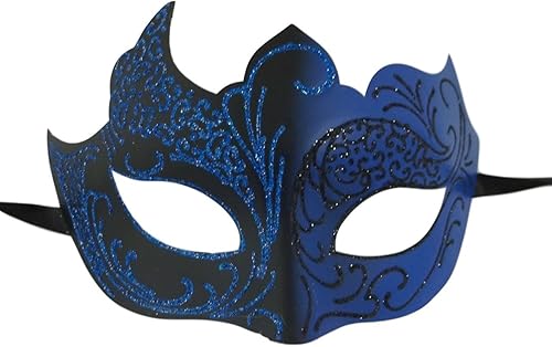 MGPS Máscara veneciana única azul oscuro negro Mardi Gras, Azul