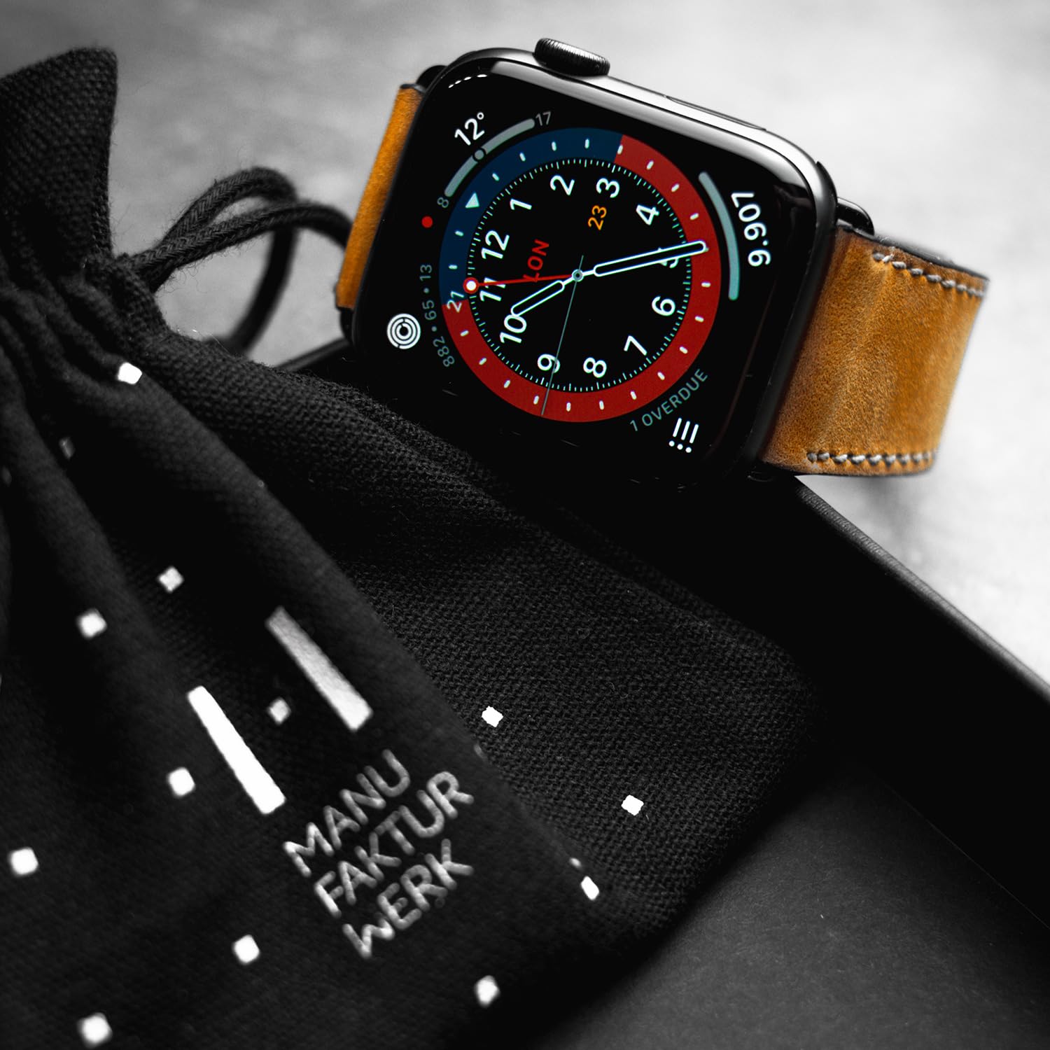 Armband HOHELUFT | kompatibel mit Apple Watch 1-9, SE | Leder | für Damen und Herren | Sport | Cognac