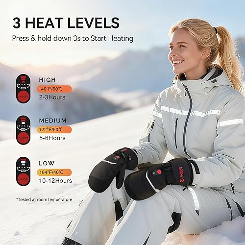 Miniatura 3 de SAVIOR HEAT Manoplas calefactables con batería, guantes de esquí eléctricos mejorados, recargables para esquí, camping, senderismo, artritis, manos,