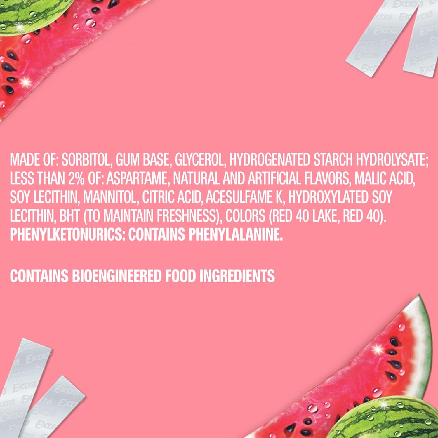 Extra Fruit Sensation Gum, Sweet Watermelon Flavor - 20 Packs of 15 Pieces. Total 300 Sticks