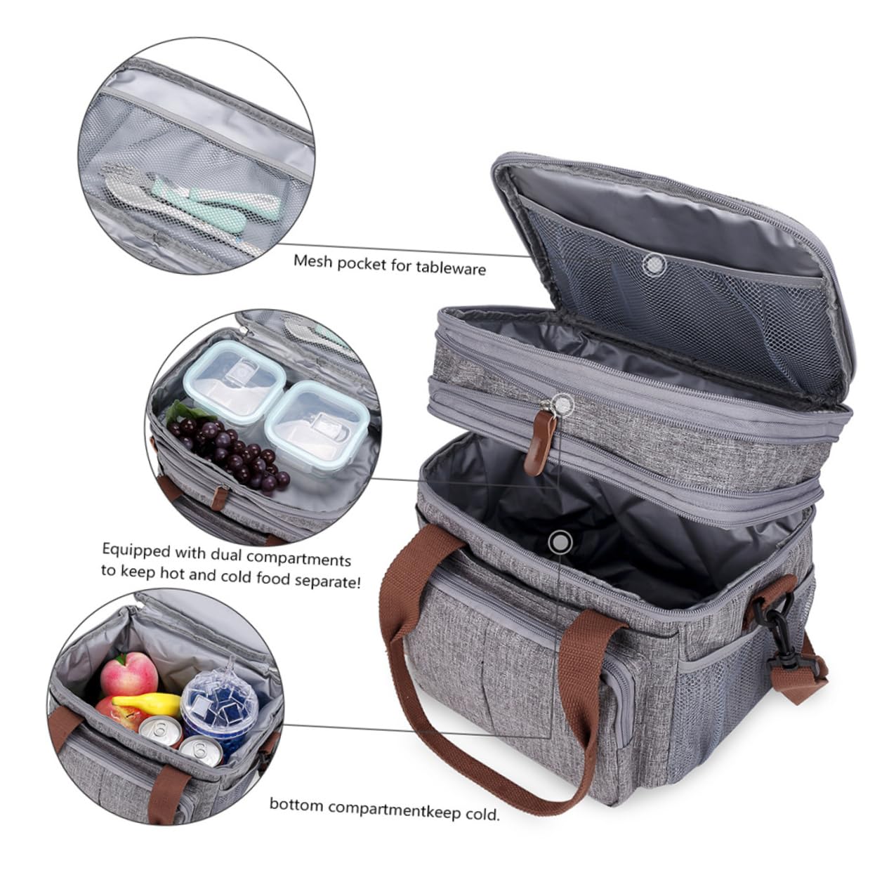 MAGICLULU Bolsa de Almuerzo Isotérmica de Gran Capacidad 15l, Nylon, Portátil, Adecuado para Picnic Conservar el Calor de Comidas y Bebidas