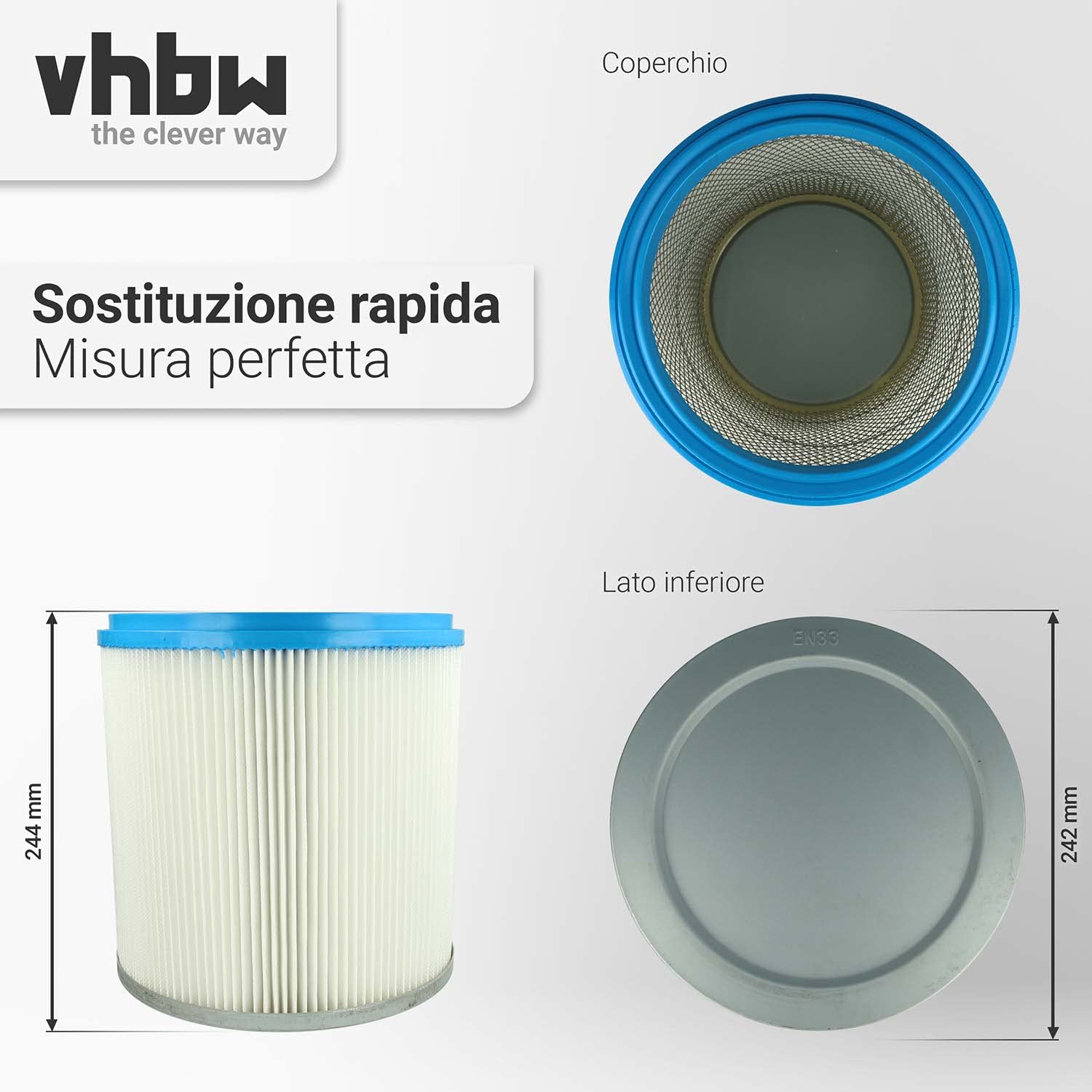 vhbw filtro a pieghe piatte sostituisce Hilti 05-0006-08 per aspiratore umido/secco - cartuccia filtrante