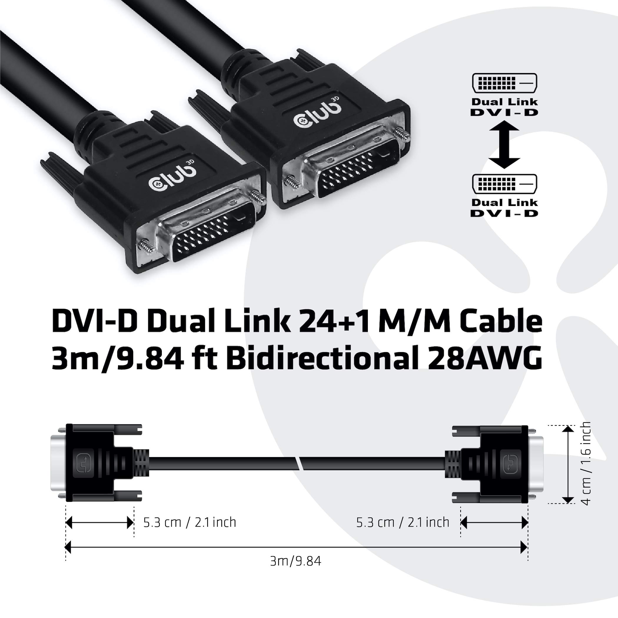 Amazon.co.jp: Club3D DVI-D Dual Link (24+1) Cable Cable Male/Male