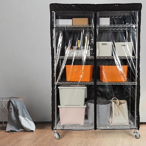 Miniatura 9 de YLOVAN Cubierta para estante de almacenamiento, estante de alambre, protector contra el polvo, se adapta a estantes de 48 pulgadas de largo x 19