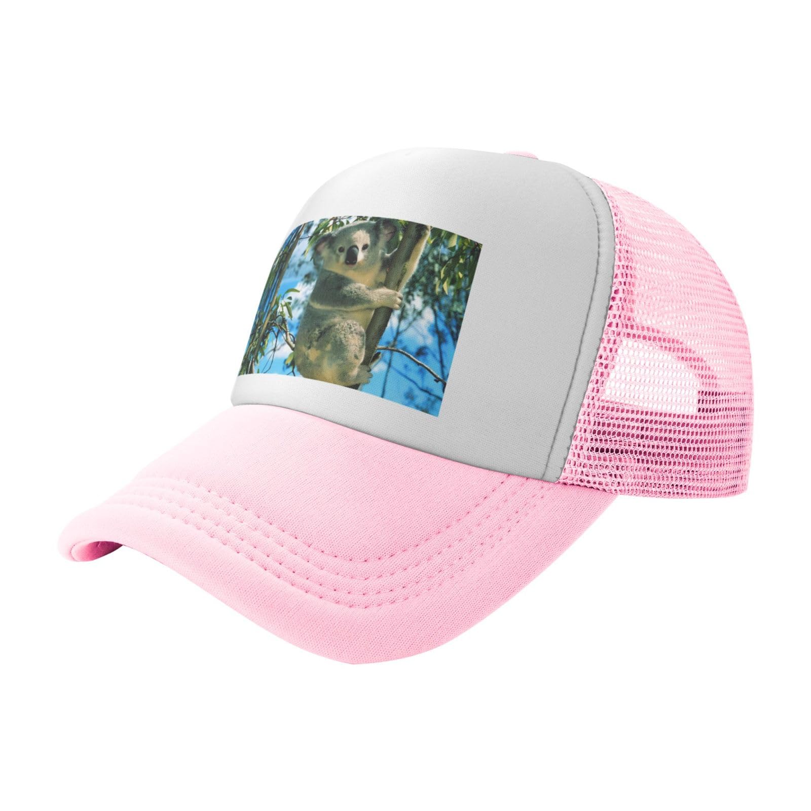 Yzgwjbhd Unisex Pink Bear Koala Breathable Mesh Baseball Cap Stylish Structured Front Trucker Cap For Daily Outdoor Use