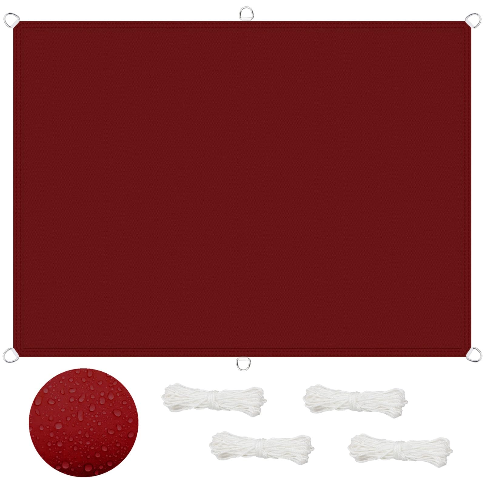 Voile d'ombrage pour pergola et jardin 1.2x2.2m toile imperméable couleur vin rouge