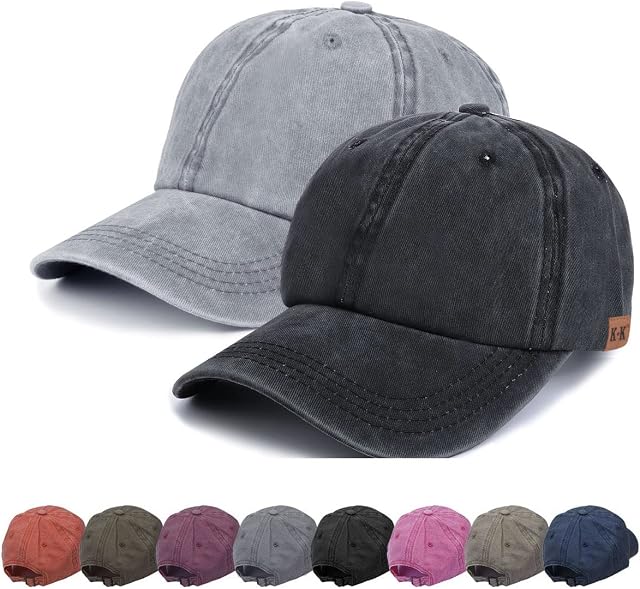 Baseball Cap - Plain Cap Hat Lightweight Adjustable Washed Polo Style Hat Classic Sports Casual Cap Summer Sun Hat for Unisex