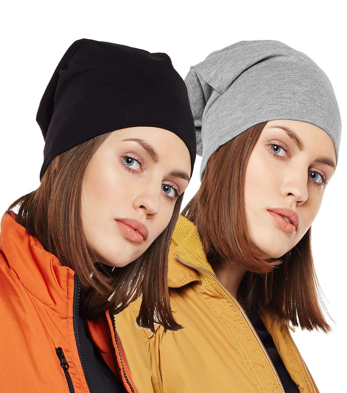 Cotton Blend Beanie Hat for Women(Pack of 2)-VJ-WNCAP02-GROUP1-NEW