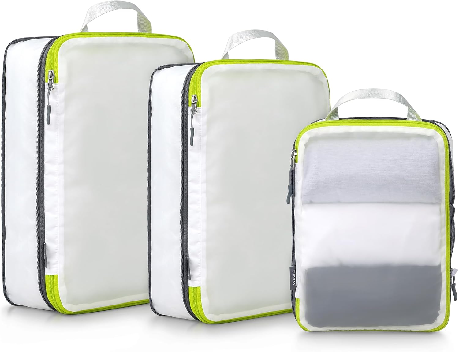 Cipway Compression Travel Packing Cubes,Mesh Design Lightweight Travel Bags Organiser for Backpack Suitcases Home Storage(White 3pcs)