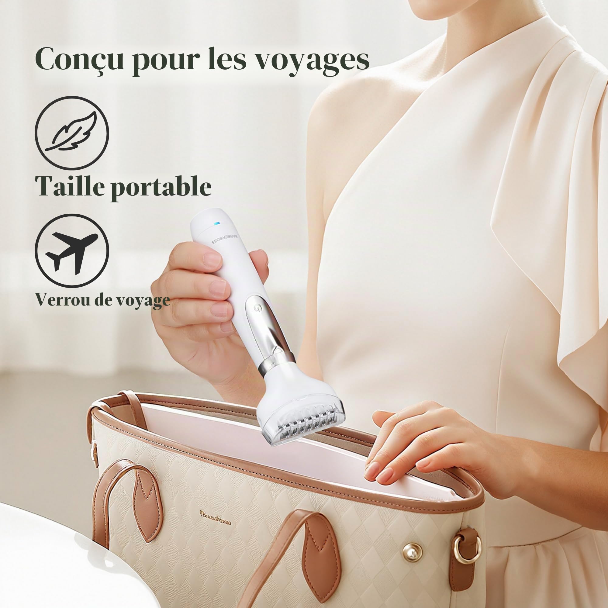 BarberBoss Rasoir électrique pour femme, portable 3 en 1 pour femme, rasoir corps, bikini et visage, rasoir sans fil, épilation visage, rechargeable par USB, QR-8003 | Rasoir portable, pour le corps, le bikini et le visage, sans fil, rasoir humide et sec,