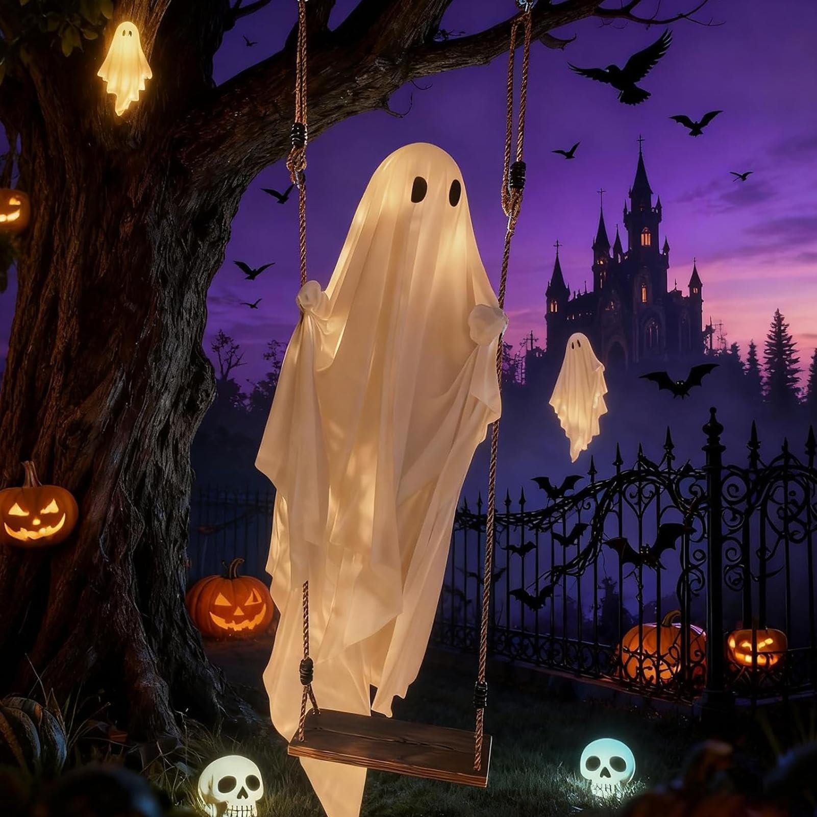 de figura flotante aterradora con diseño de fantasma oscilante