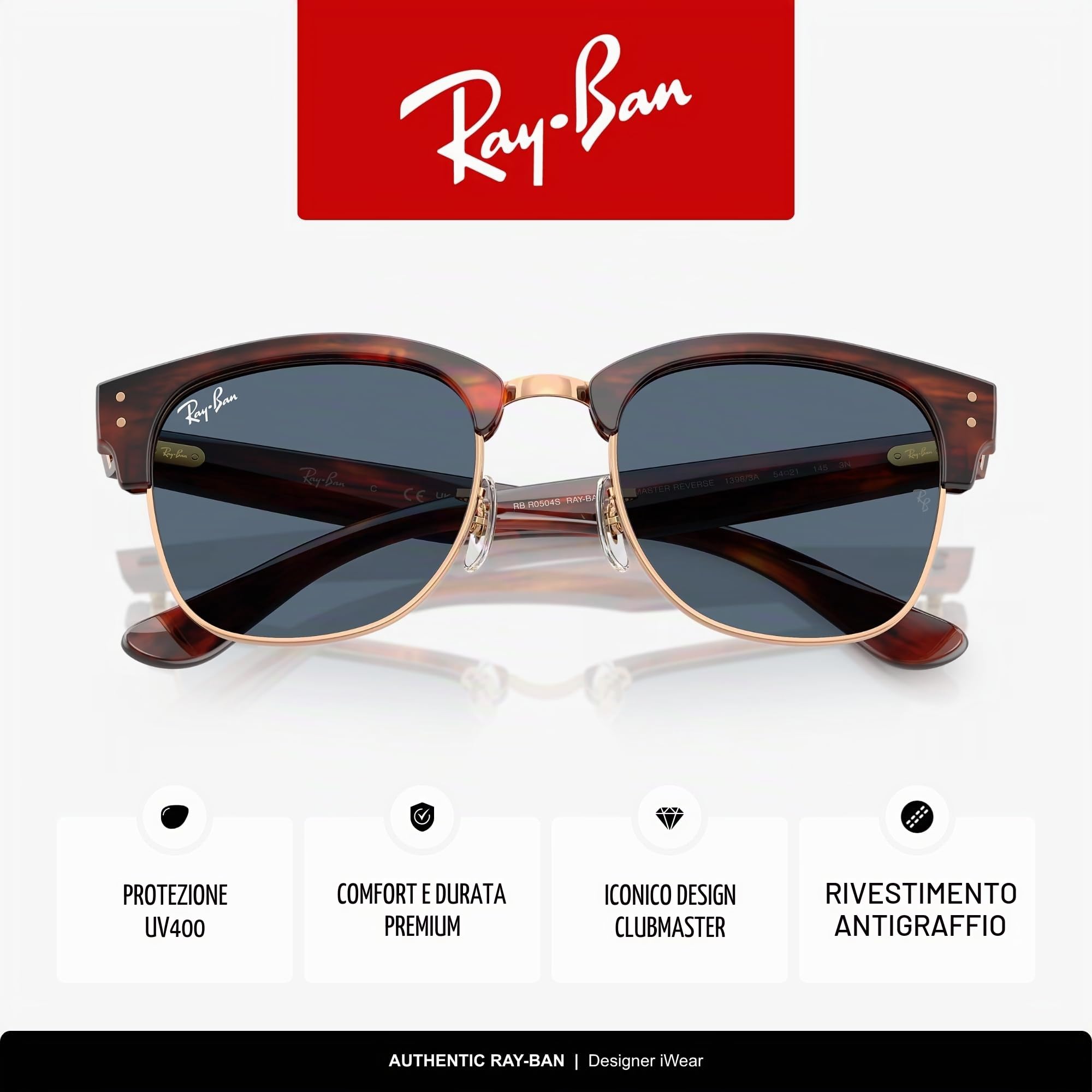 Ray-Ban Clubmaster Rbr0504s - Occhiali da sole quadrati