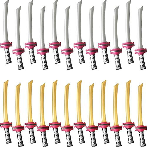 Paquete de 24 espadas inflables ninja inflables, espadas Samurái, Katana, espadas inflables para ninja, cosplay, piscina, suministros de fiesta,