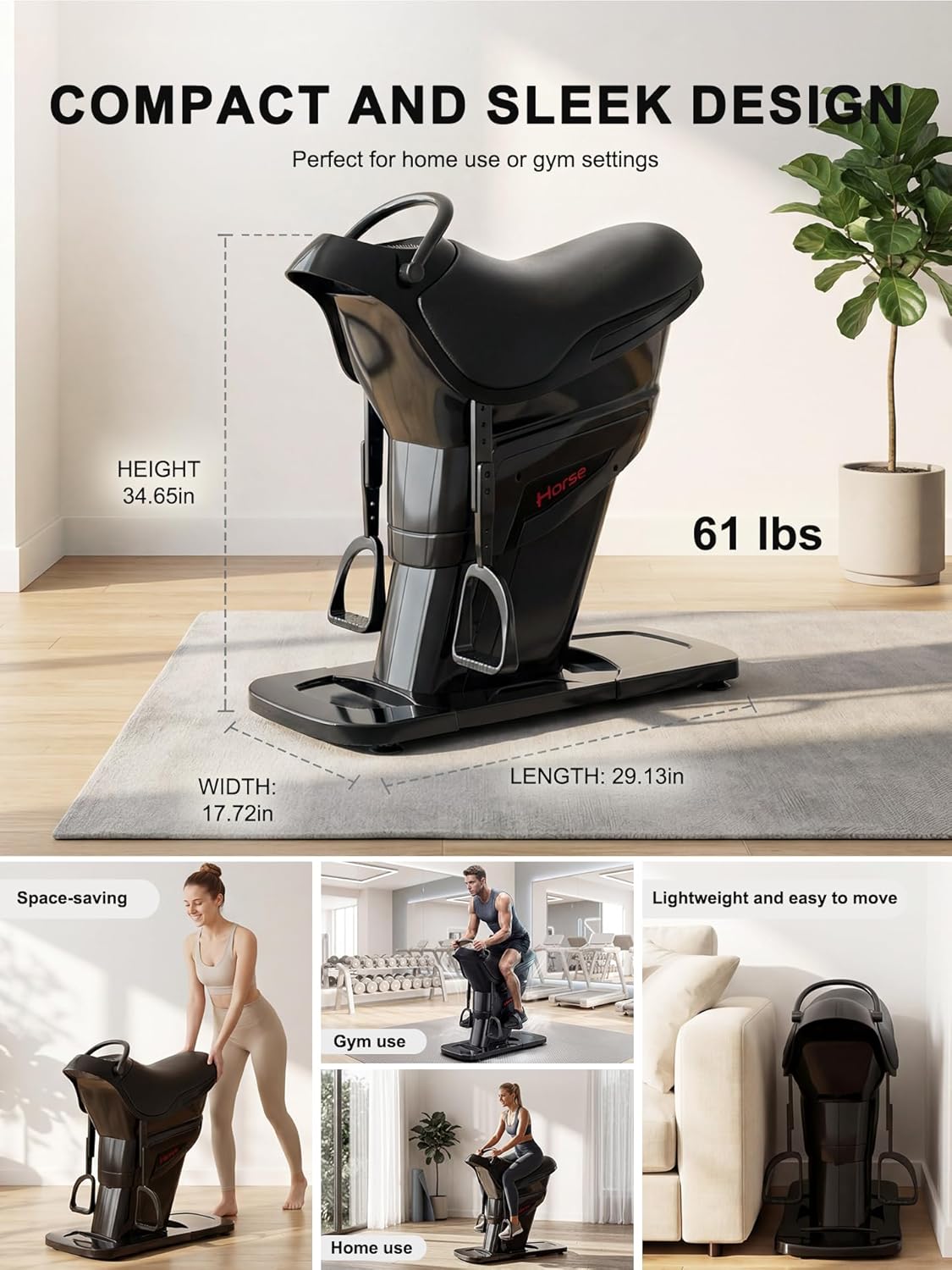 Electric Horse Riding Simulator Machine, Features 20-Speed and 3 Auto Modes, LCD Display Real-Time Calorie Data, Work Your Core at Home & Gym, Easily Build a Workout Routine, 330 Lbs Weight Capacity