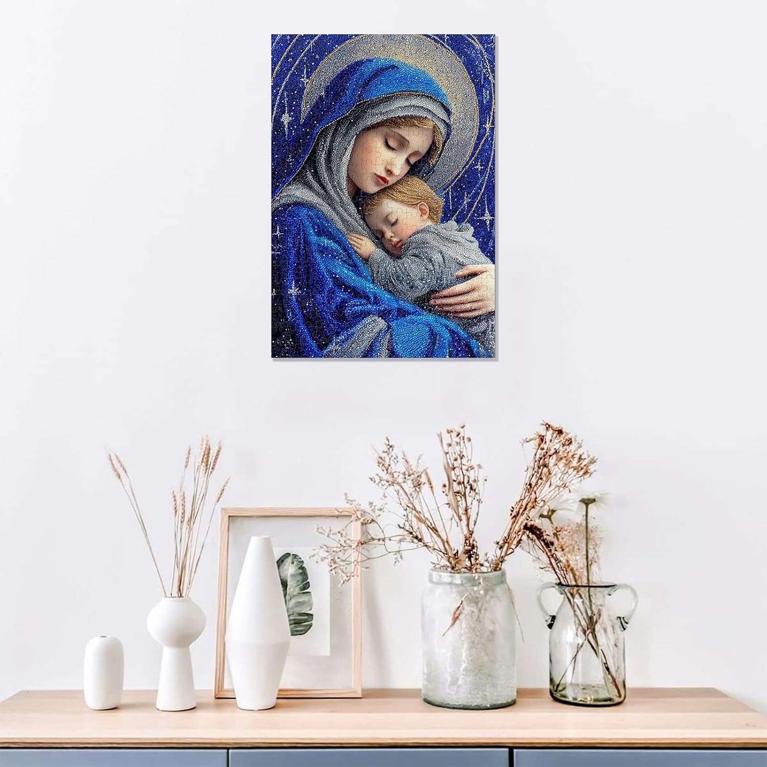Great Jigsaw Puzzles for Adults 300 Pieces Starry Mosaic Art Religious Lady Puzzles for Adults Toys Gift Family Decoration Kids Puzzle