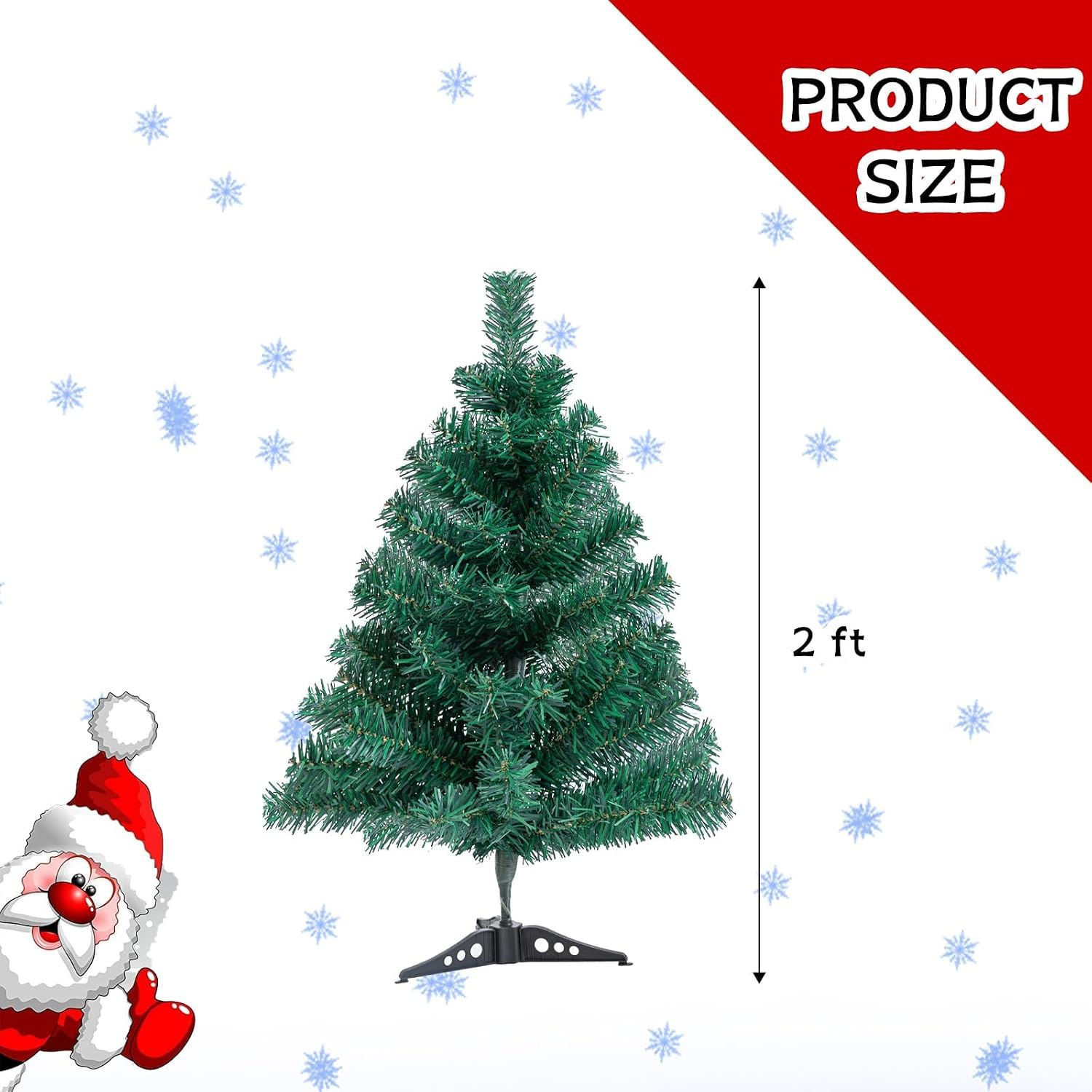 2FT Artificial Christmas Tree, Small Tabletop Christmas Pine Tree Mini Xmas Tree for Christmas Indoor Outdoor Holiday Home Decoration(Green)
