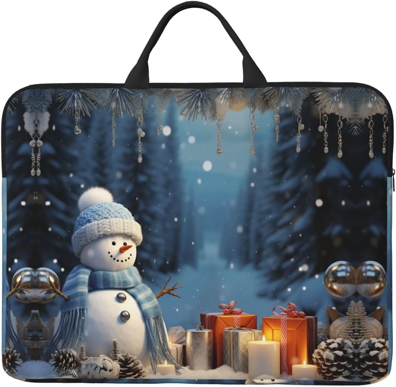 360 Protective Laptop Case 14 inch, Christmas Decorative Gifts Snowman Laptop Sleeve with Handle Shockproof Computer Bag Waterproof Traveling Computer Cover Notebook Case Briefcase Gifts for Men Women