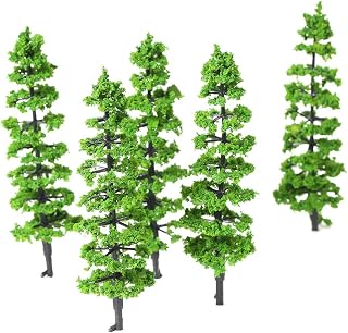 CIADAZ 10 Pcs Modelo de Abeto De Plástico Paisagem Em Miniatura Cenário Trem Ferrovias Mini Layout Rainforest Árvores Escala 1: 100-1: 150