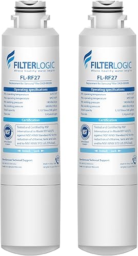 Filterlogic DA29-00020B Filtro de agua para refrigerador, repuesto para Samsung HAF-CIN, HAF-CINEXP, DA29-00020AB, DA97-08006A, RF28HMEDBSR,