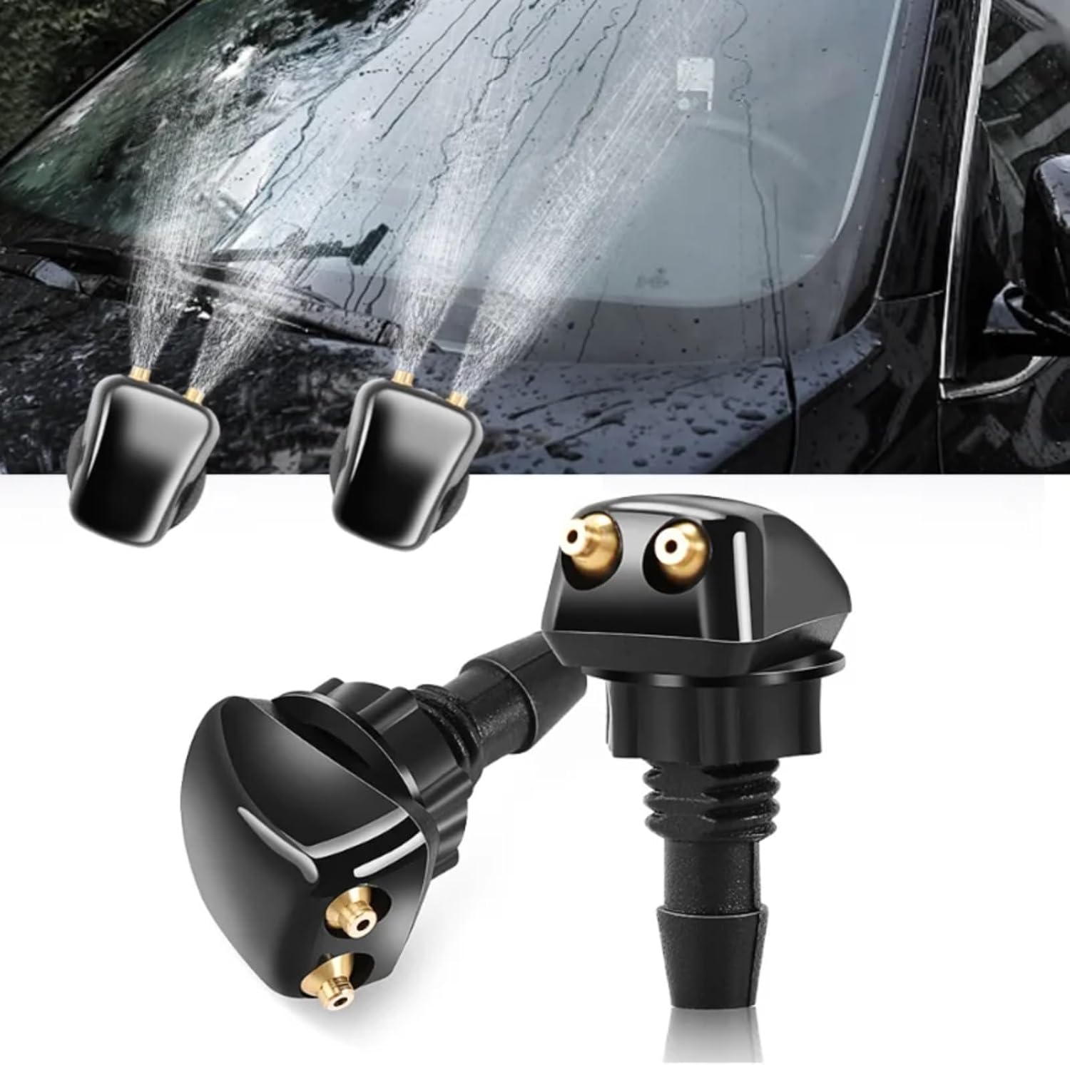 Replacement for For Mazda 2000 2001 2002 2003 2004 2005 2006-2017 Car Wiper Spray Nozzle Windshield Washer Water Sprayer Front Nozzles Kit Wiper Washer Jet