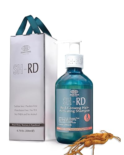 SH-RD Red-Ginseng Champú activador para cabello adelgazante  Champú para pérdida de cabello con extracto de hierbas, romero, vitamina B5