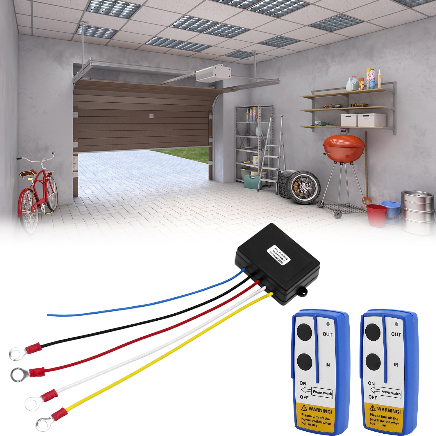 QWORK® Telecomando per verricello, radiocomando verricello elettrico, portata 30-70 m, 12V, batterie non incluse