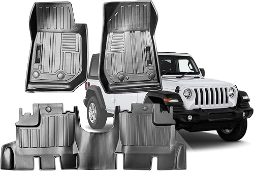 Miniatura 16 de Vanseno Alfombrillas de piso y forros de carga y alfombrilla de respaldo compatibles con Jeep Cherokee 2014-2023 (sin Latittude) juego completo