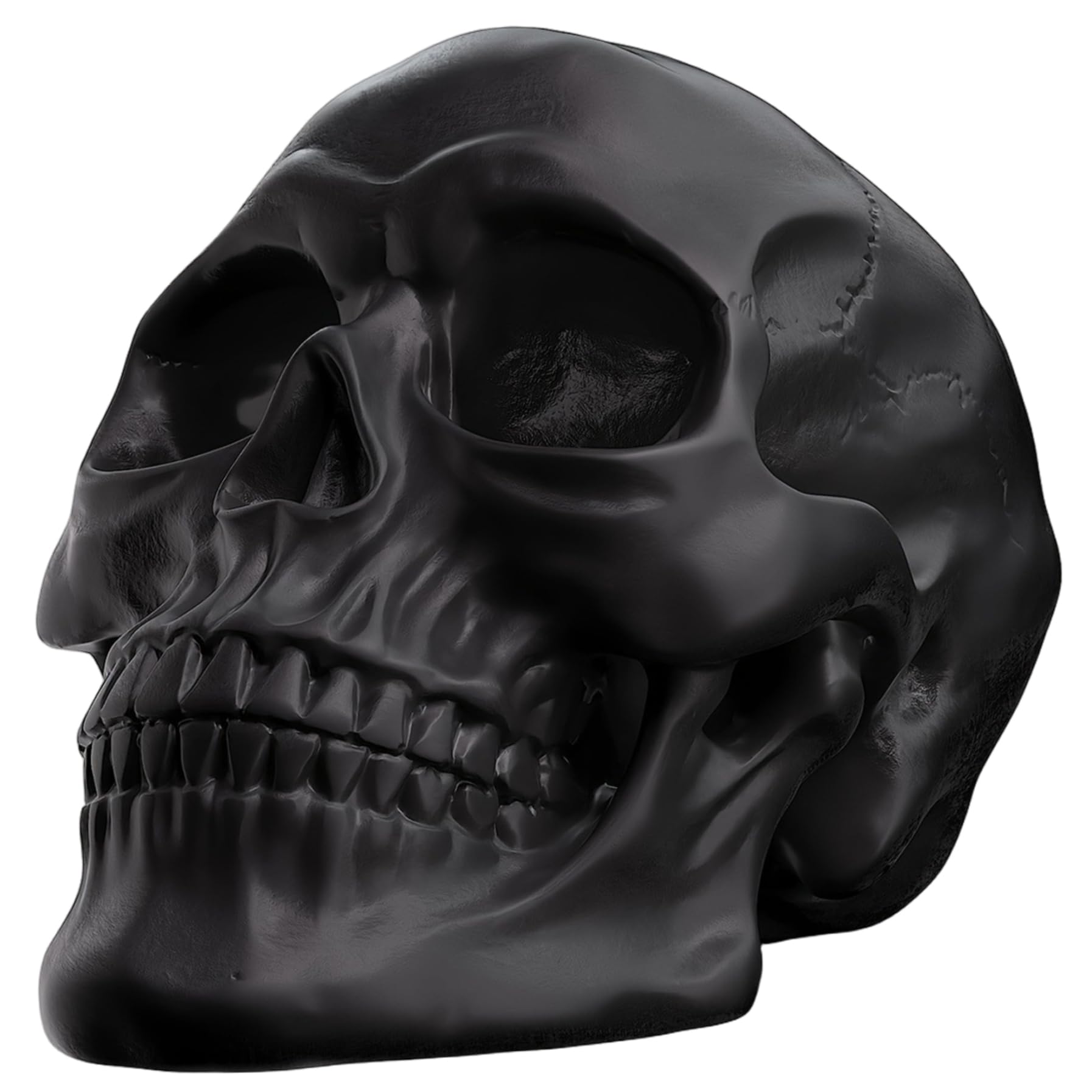 Calavera Negra Realista de Resina Adorno de Esqueleto de 5.4x7.7x5.9 cm para Mesa