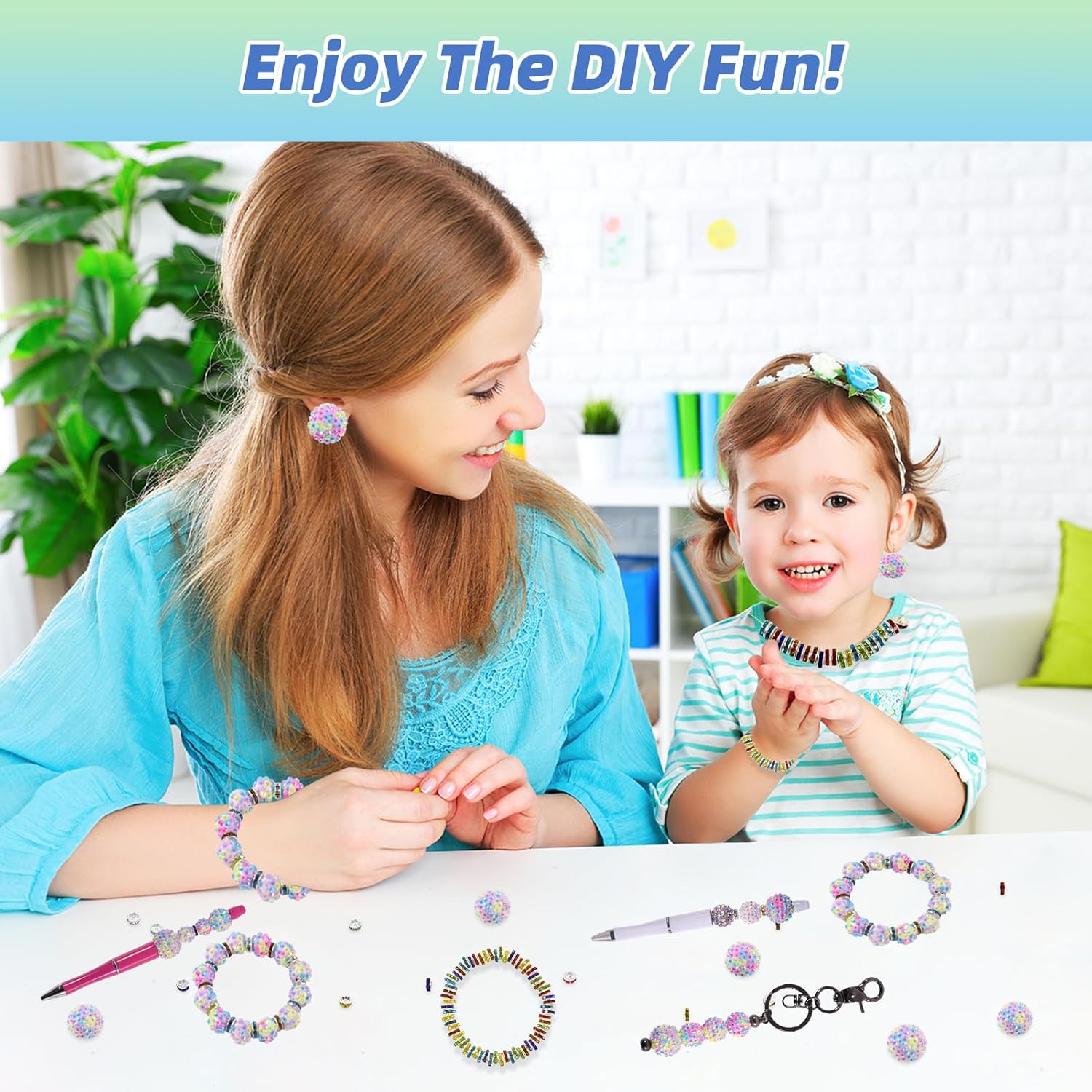 20mm Beads for Pens - 20 Pcs Rhinestone Beads and 220 Pcs Spacer Bead for Beadable Pens - Glitter Acrylic Bubblegum Round Bling Focal Bead for Bracelets - Beaded Pen Supplies (Mix) - Image 4