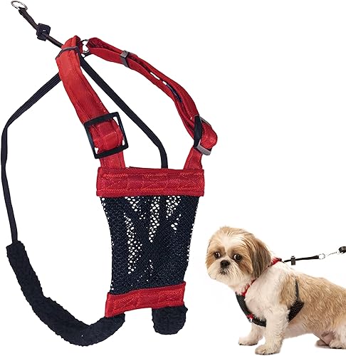 Arnés para perro Sporn sin tirones para perros pequeños - Malla roja, nylon resistente, transpirable, liviano, ajustable, acolchado, suave y fácil,