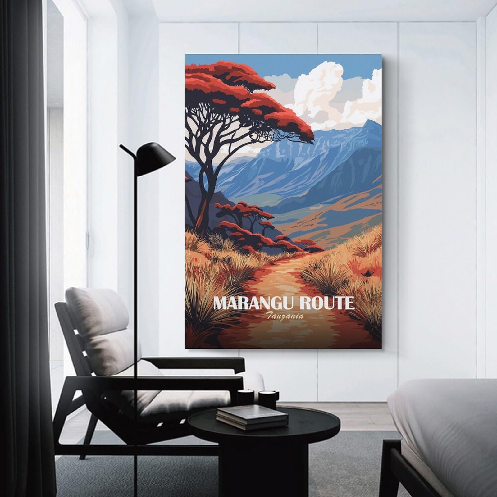 Junmoney Unframe-Style-6-1 Room Decor Wall Art Marangu Route Tanzania Landscape Illustration, 08X12inch(20X30cm), For Flats, Guest Rooms Or Compact Rooms, Wall Decor With Flexible Room Appeal