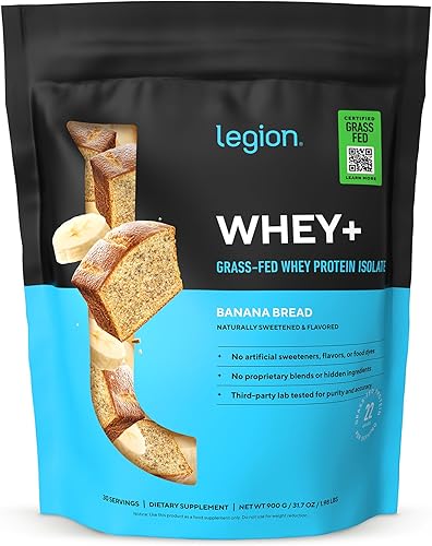 LEGION Whey+ - Proteína aislada de suero de vacas alimentadas con pasto, baja en carbohidratos, baja en calorías, sin OMG, sin lactosa, sin gluten,