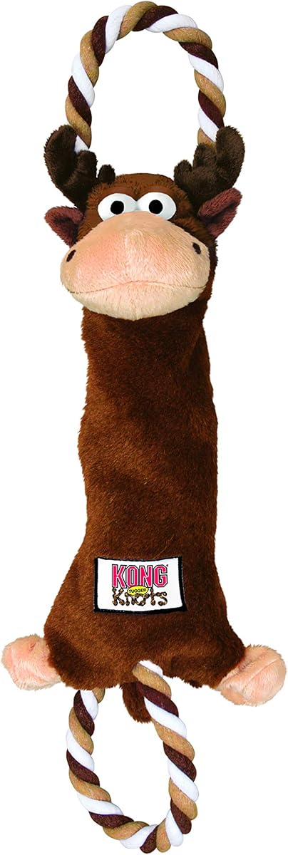 Tugger Knots Moose - Tug of War Dog Toy, Minimal Stuffing and Looped Ropes for added Strength - For Medium/Large Dogs